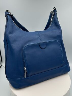 Blue Danier Pig Leather Hobo Shoulder Bag